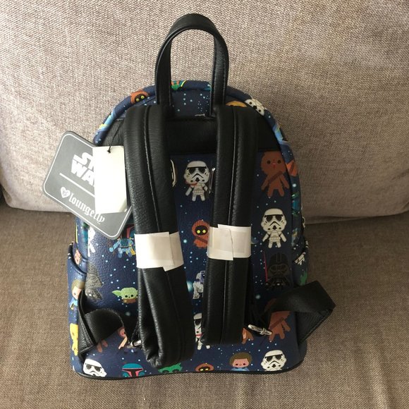 NWT Loungefly Disney Star Wars Chibi Characters Mini Backpack OG Heart Logo New - Picture 3 of 5